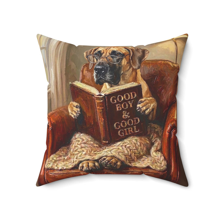 "Evening Read" - Great Dane Throw Pillow - Dog Lover Home Decor