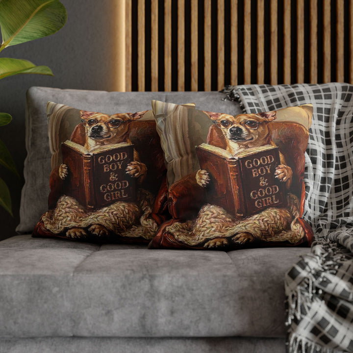 "Evening Read" - Chihuahua Throw Pillow - Dog Lover Home Decor
