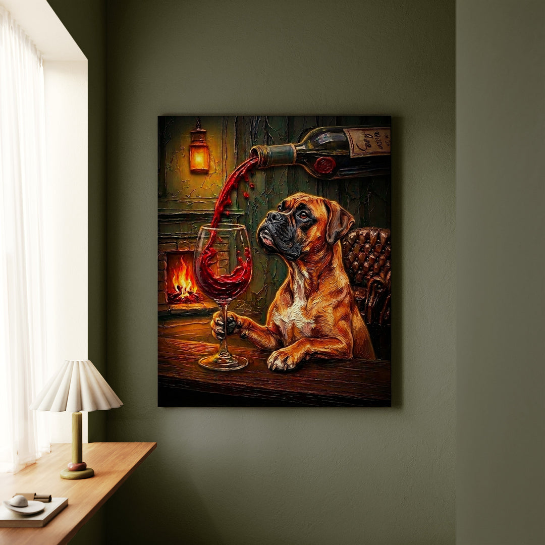 Boxer Wine & Woof Canvas