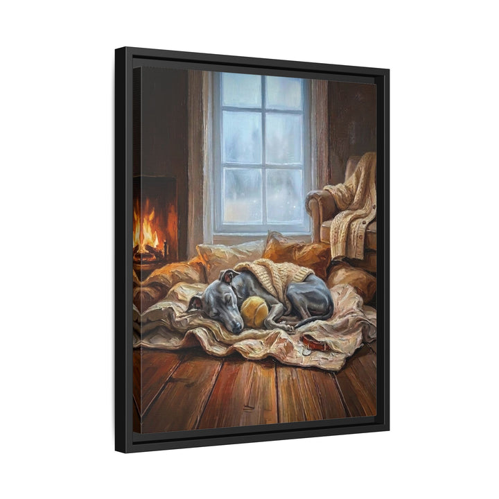 "Calm Memories" - Italian Greyhound Vertical Framed Canvas - Dog Lover Wall Art