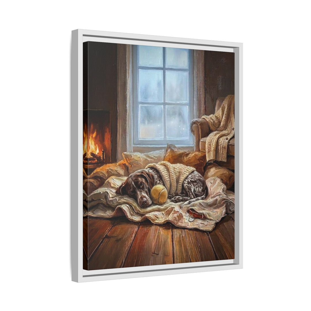 "Calm Memories" - German Shorthaired Pointer Vertical Framed Canvas - Dog Lover Wall Art