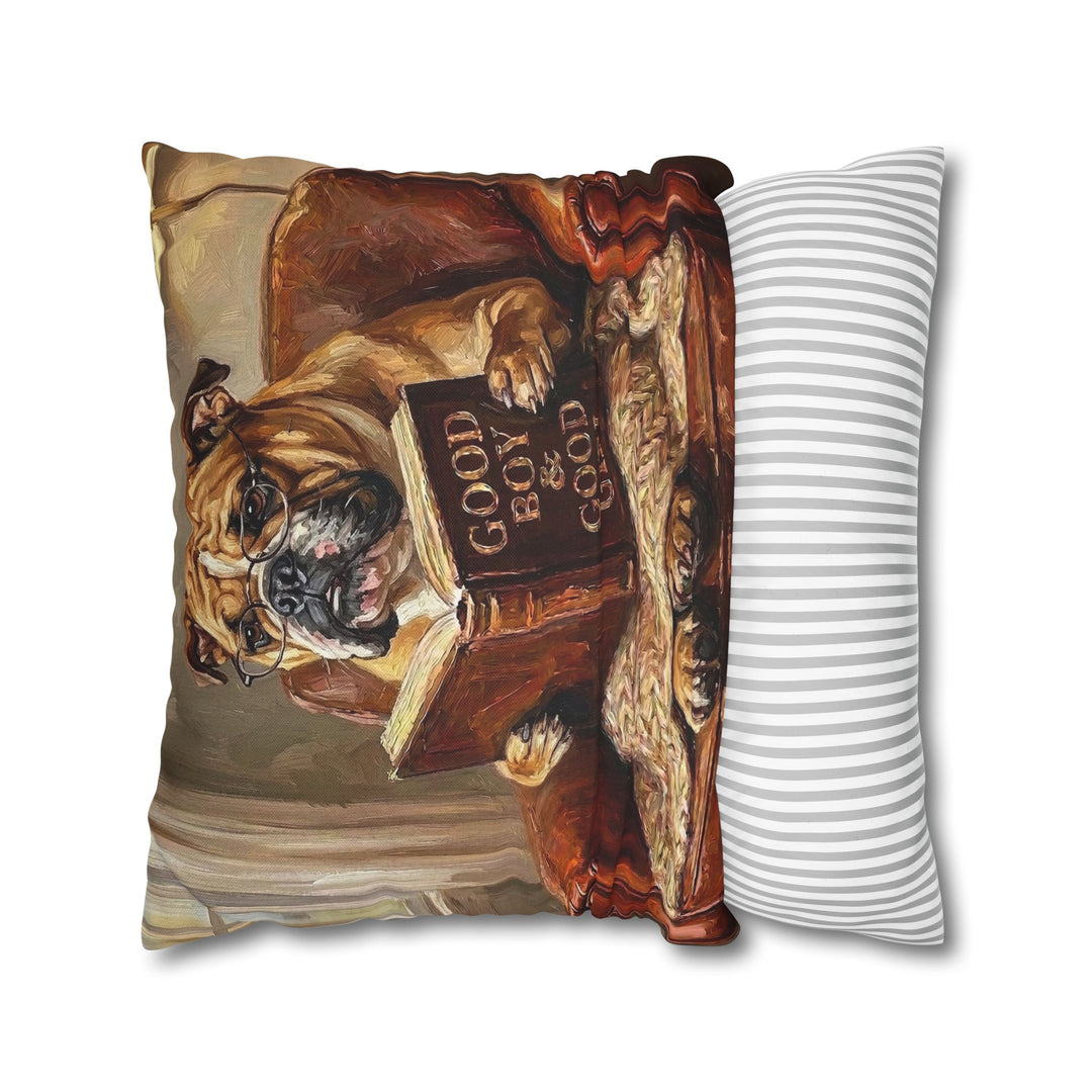 "Evening Read" - English Bulldog Throw Pillow - Dog Lover Home Decor