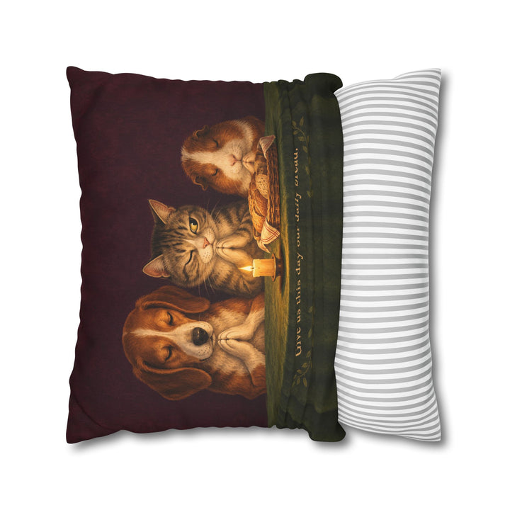 Daily Bread – Bible Verse Wall Art with a Candlelit Animal Table – Pillow / Cover
