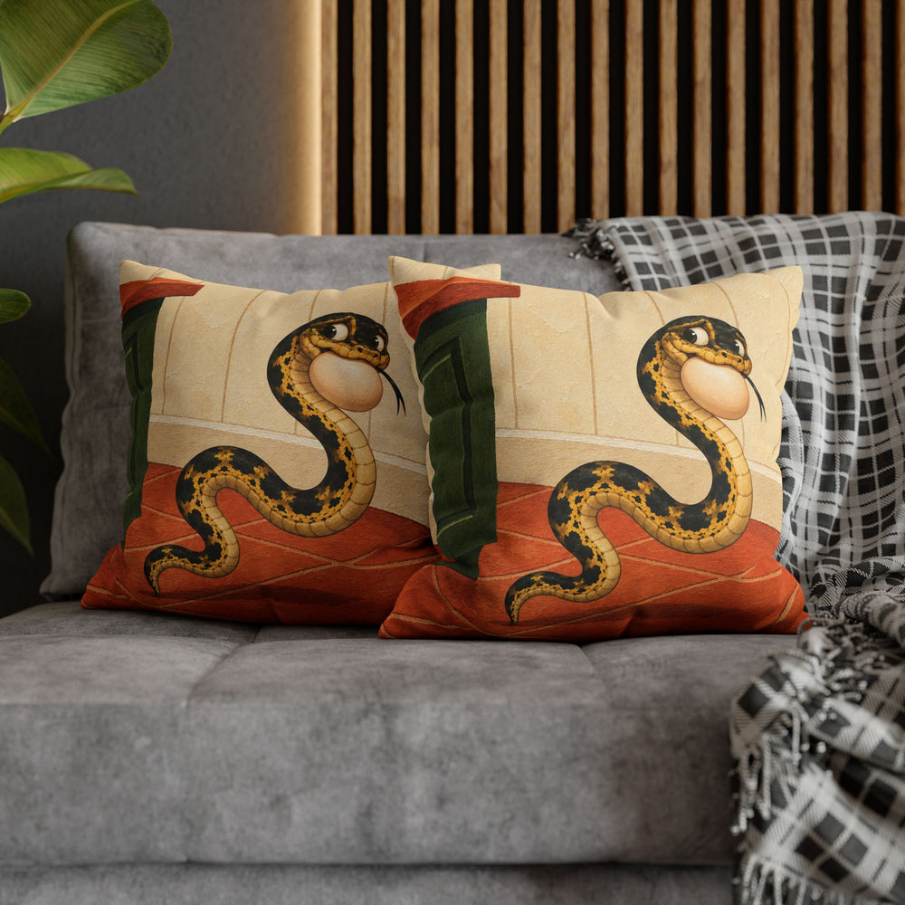 The Egg Heist – Funny Kitchen Art with a Snake and a Stolen Breakfast – Pillow / Cover