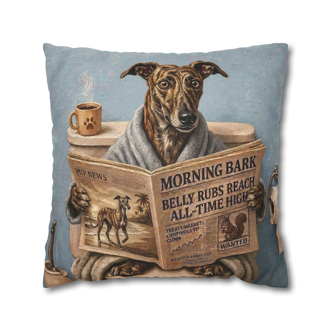 "Morning Business" - Greyhound Pillow Cover - Dog Lover Home Decor