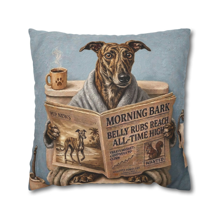 "Morning Business" - Greyhound Pillow Cover - Dog Lover Home Decor