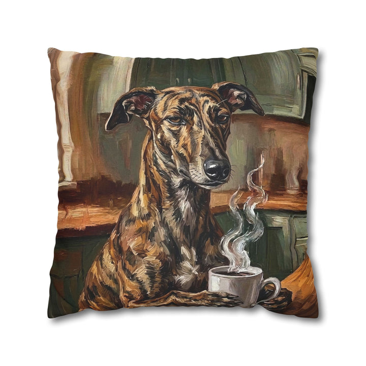 "Before Coffee" - Greyhound Throw Pillow - Dog Lover Home Decor