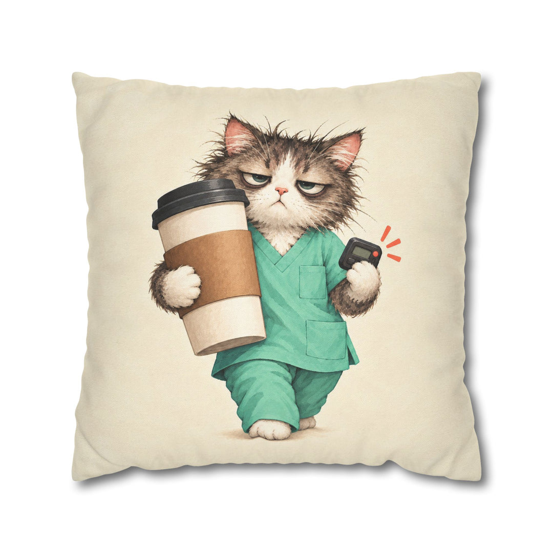 Night Shift Fuel – Nurse Wall Art with Scrubs and a 3 AM Pager – Pillow / Cover