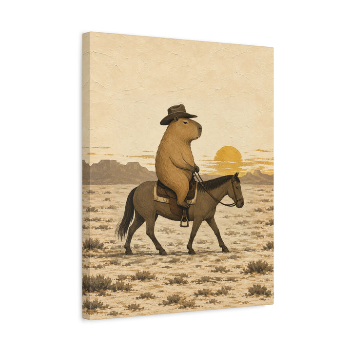 Yeehaw Capybara – Western Decor with a Calm Rider in a Cowboy Hat – Canvas / Framed Canvas