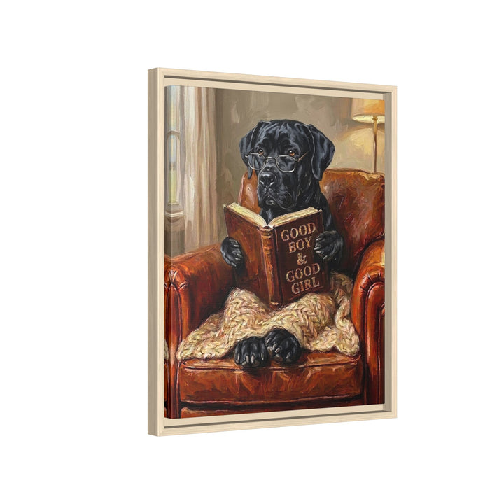 "Evening Read" - Cane Corso Vertical Framed Canvas - Dog Lover Wall Art