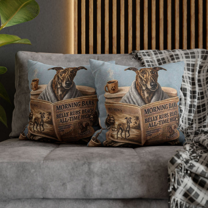 "Morning Business" - Greyhound Pillow Cover - Dog Lover Home Decor