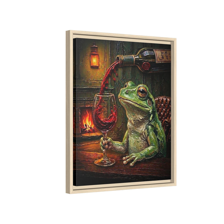 "Wine & Spirit" - Frog Vertical Framed Canvas - Spirit Animal Wall Art