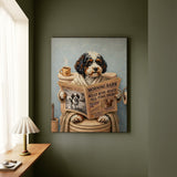 "Morning Business" - Bichon Frise Vertical Canvas - Dog Lover Wall Art