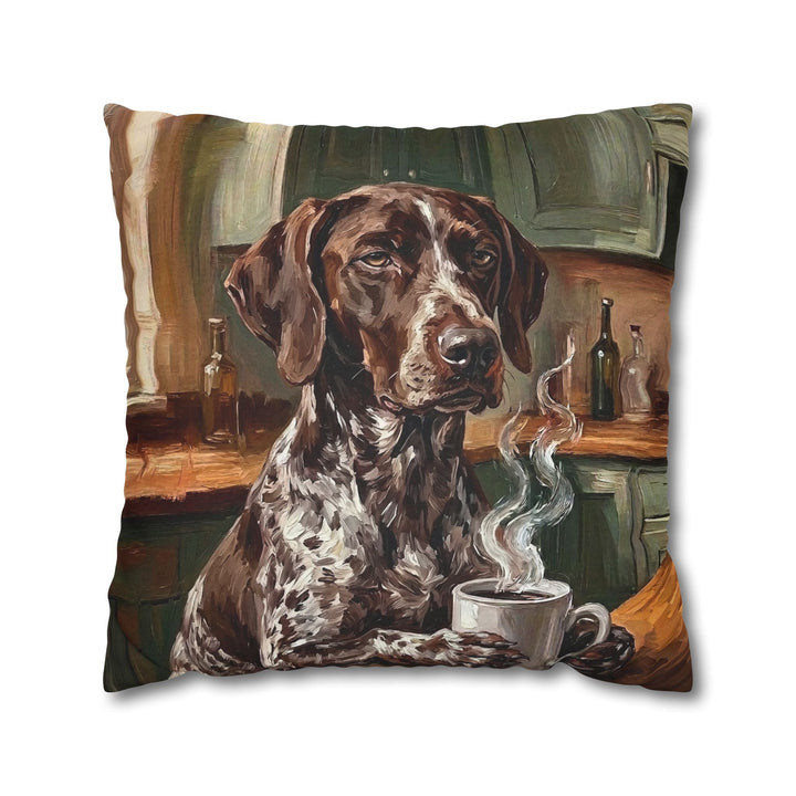 "Before Coffee" - German Shorthaired Pointer Throw Pillow - Dog Lover Home Decor