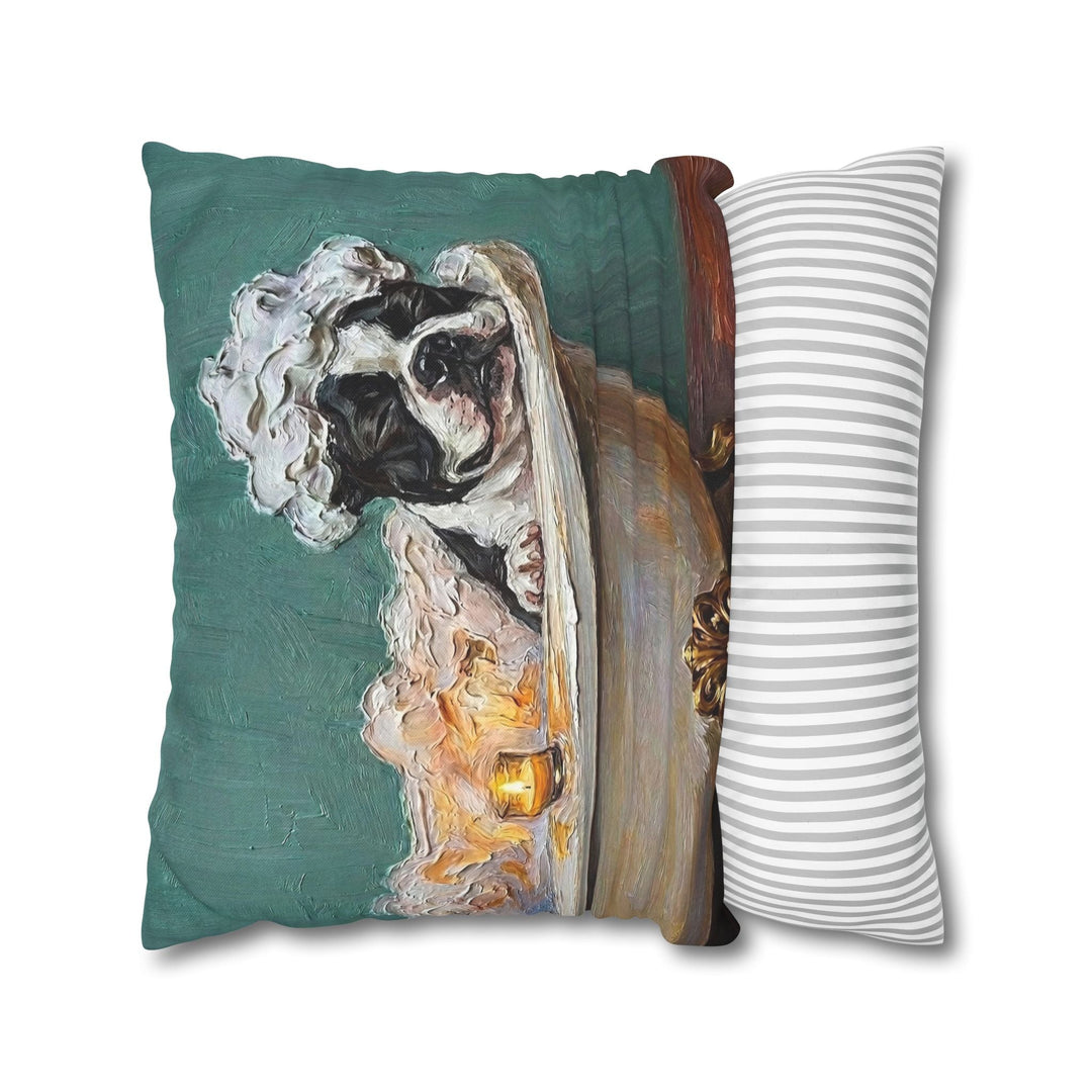 "Spa Day" - Boston Terrier Pillow Cover - Dog Lover Home Decor