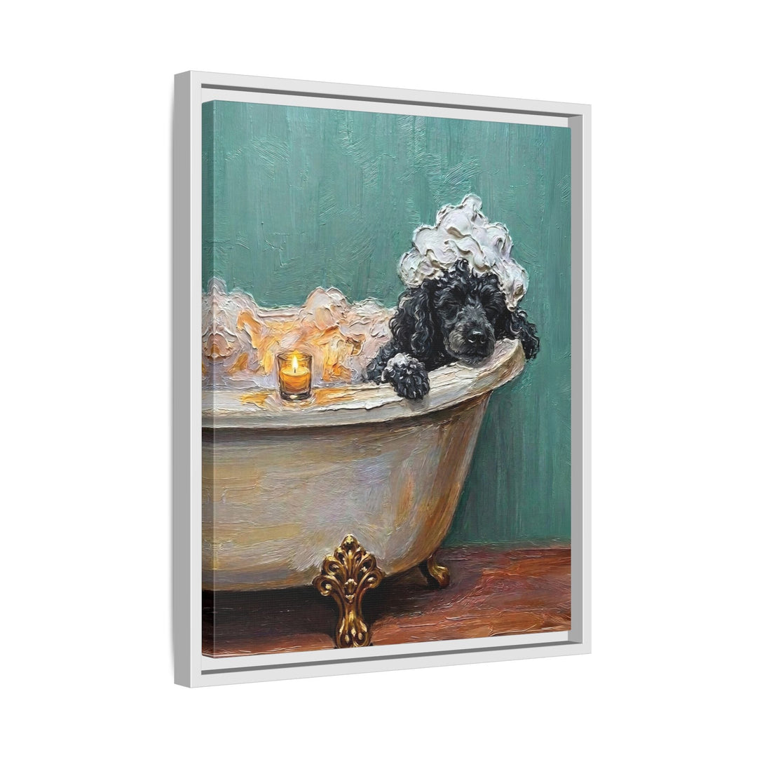 "Spa Day" - Poodle Vertical Framed Canvas - Dog Lover Wall Art