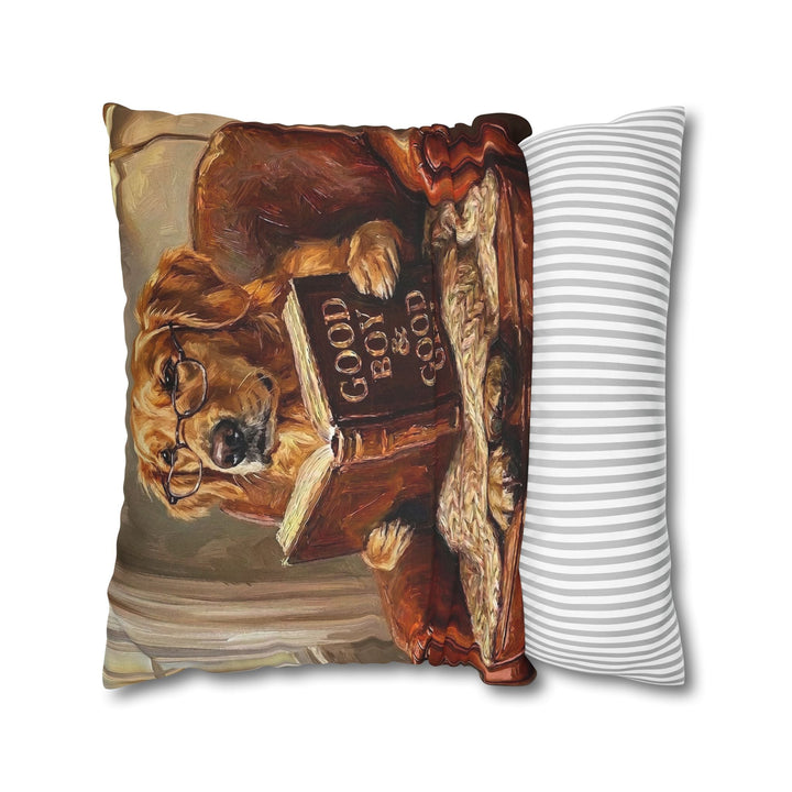 "Evening Read" - Golden Retriever Throw Pillow - Dog Lover Home Decor