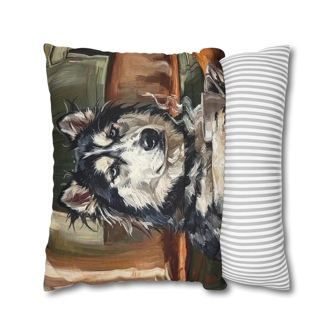 "Before Coffee" - Husky Pillow Cover - Dog Lover Home Decor
