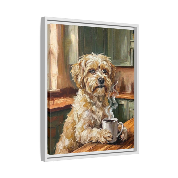 "Before Coffee" - Havanese Vertical Framed Canvas - Dog Lover Wall Art