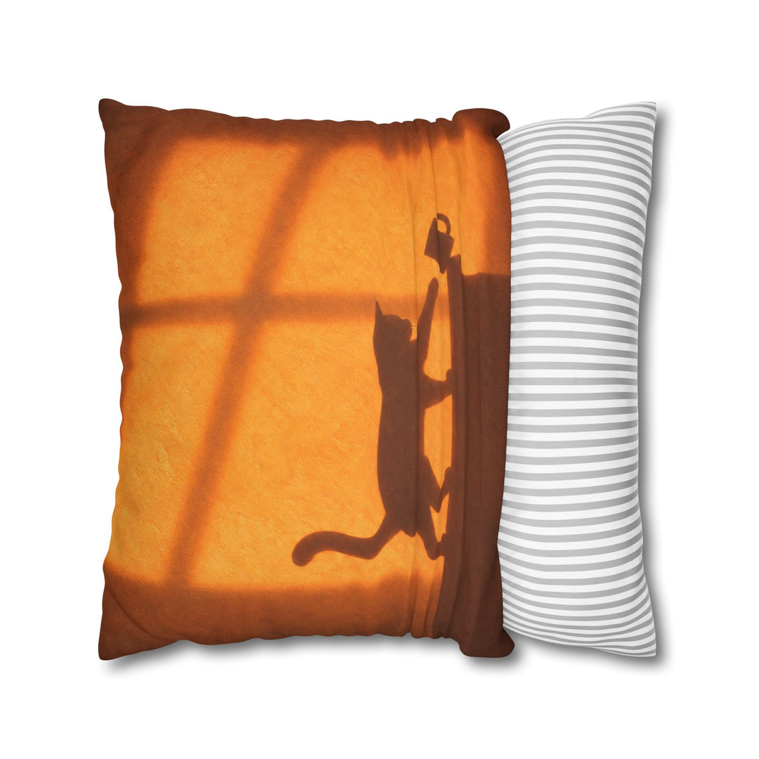 Caught in the Act – Cat Wall Art with an Amber Wall and Cross Light – Pillow / Cover