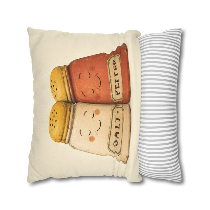 Salt & Pepper, Married 40 Years – Kitchen Art with Two Shakers Leaning Together – Pillow / Cover