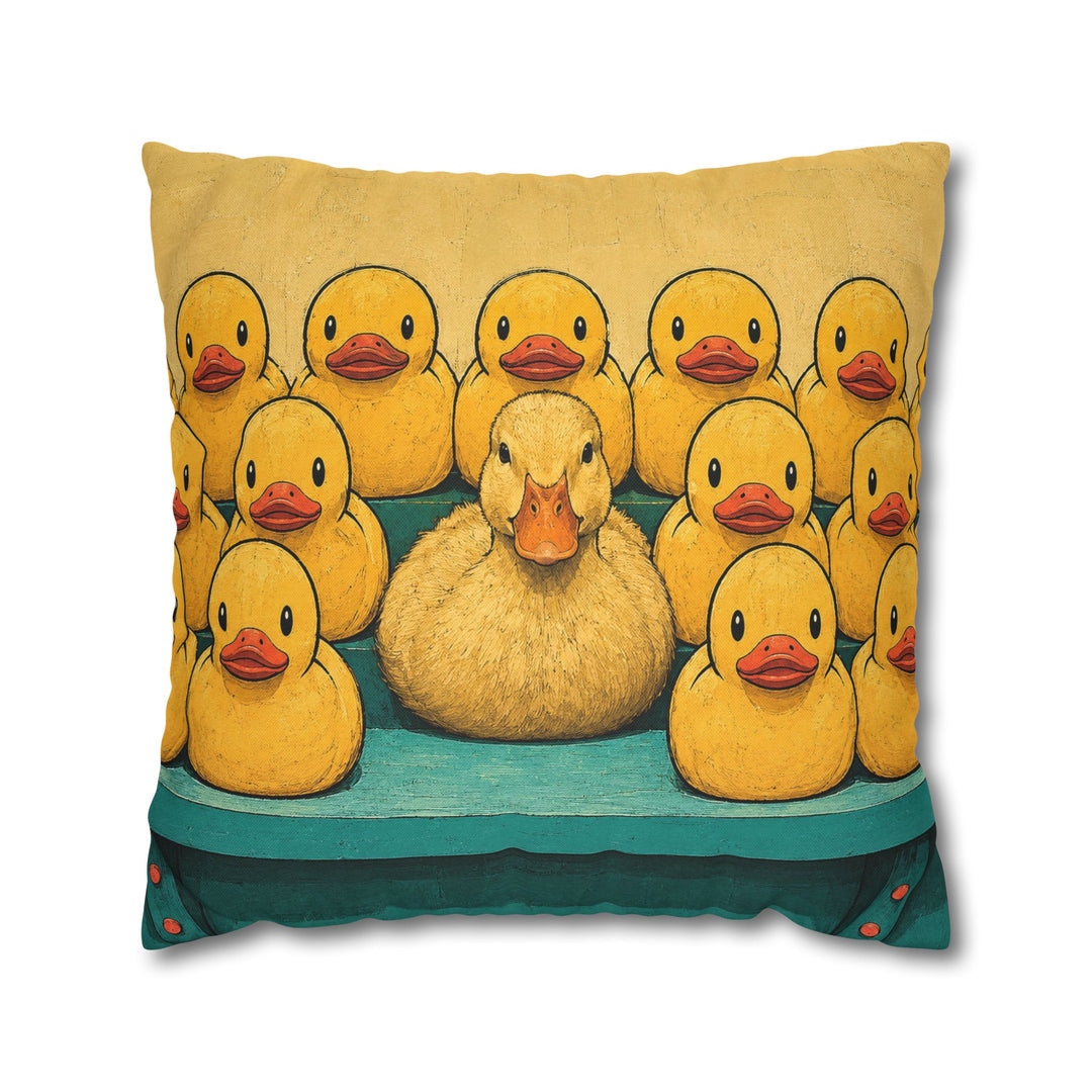 The Duck Collector – Duck Wall Art with a Rubber Fleet in the Bath – Pillow / Cover