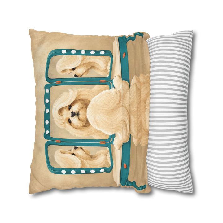 Vanity Fair – Funny Bathroom Art with a Dog Checking Its Blowout – Pillow / Cover