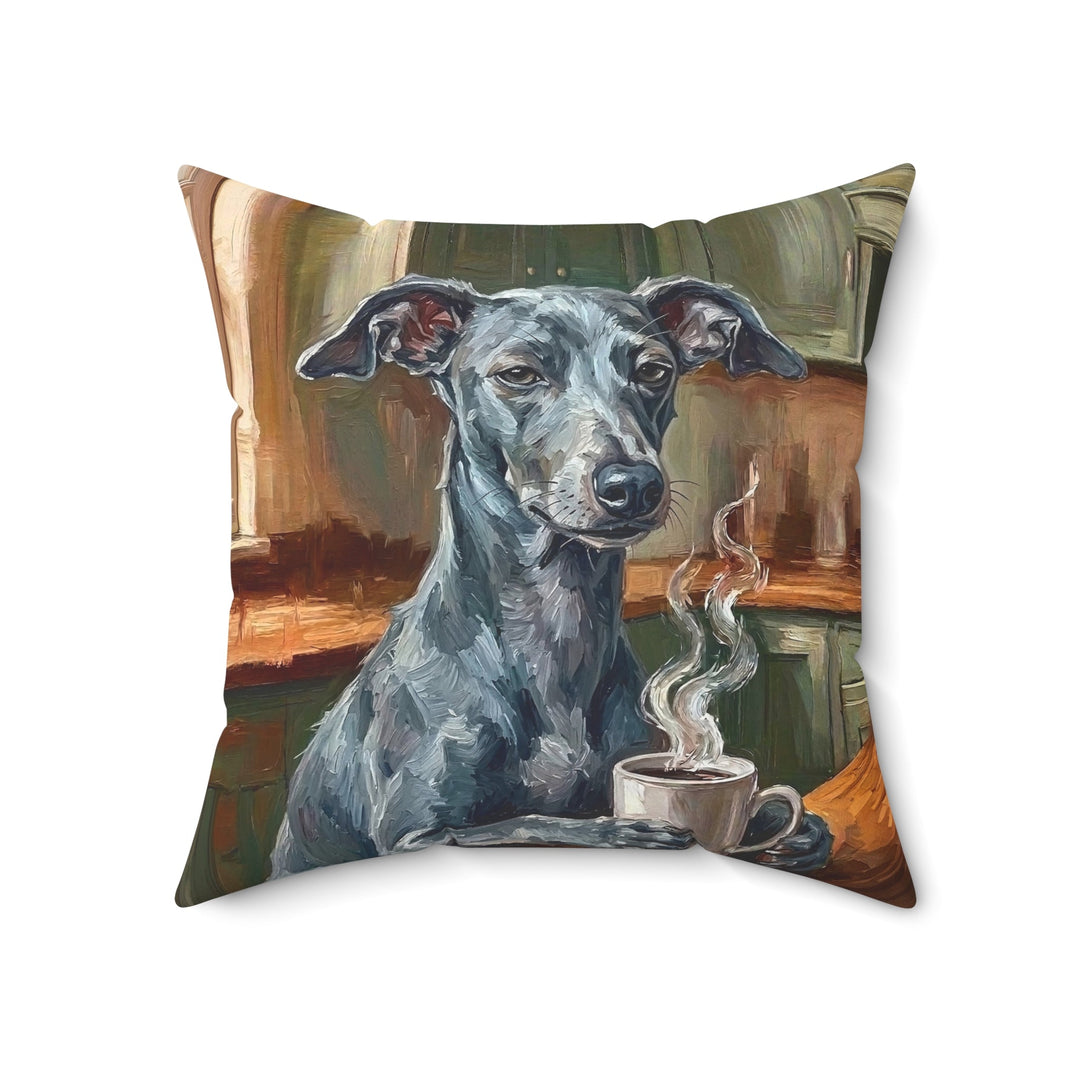 "Before Coffee" - Italian Greyhound Throw Pillow - Dog Lover Home Decor