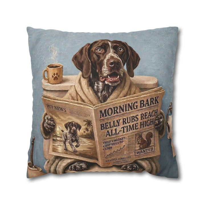 "Morning Business" - German Shorthaired Pointer Throw Pillow - Dog Lover Home Decor