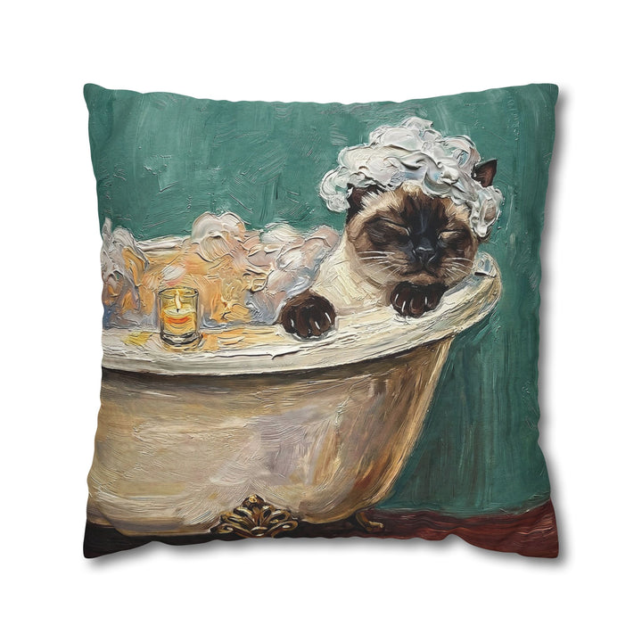 "Spa Day" - Colorpoint Throw Pillow - Cat Lover Home Decor