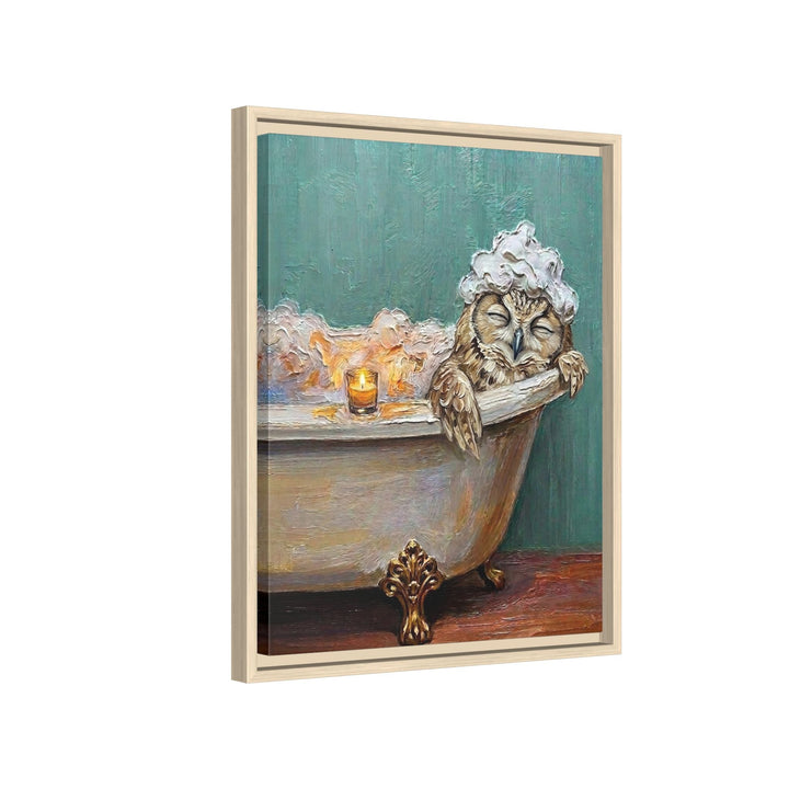"Bubble Time" - Owl Vertical Framed Canvas - Spirit Animal Wall Art