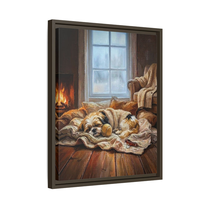 "Calm Memories" - Shih Tzu Vertical Framed Canvas - Dog Lover Wall Art