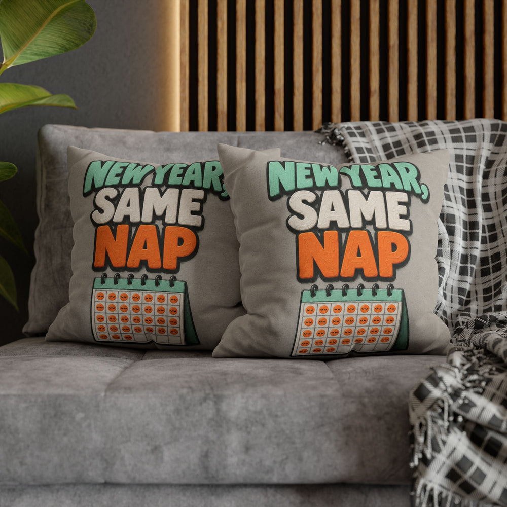 New Year, Same Nap – Gym Wall Art with Bold Painted January Lettering – Pillow / Cover