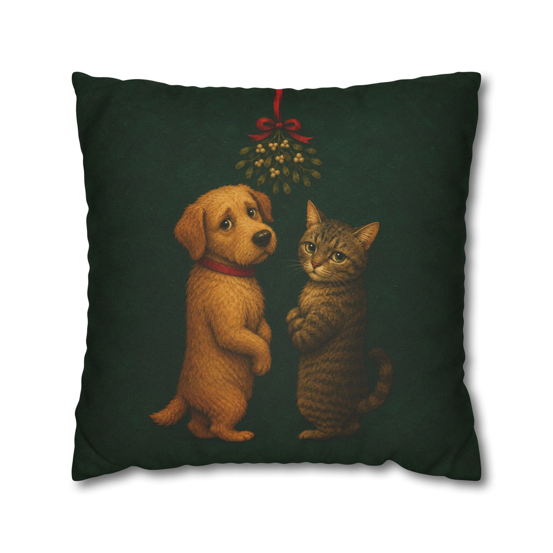 Mistletoe Standoff – Christmas Wall Art with a Reluctant Holiday Pause – Pillow / Cover