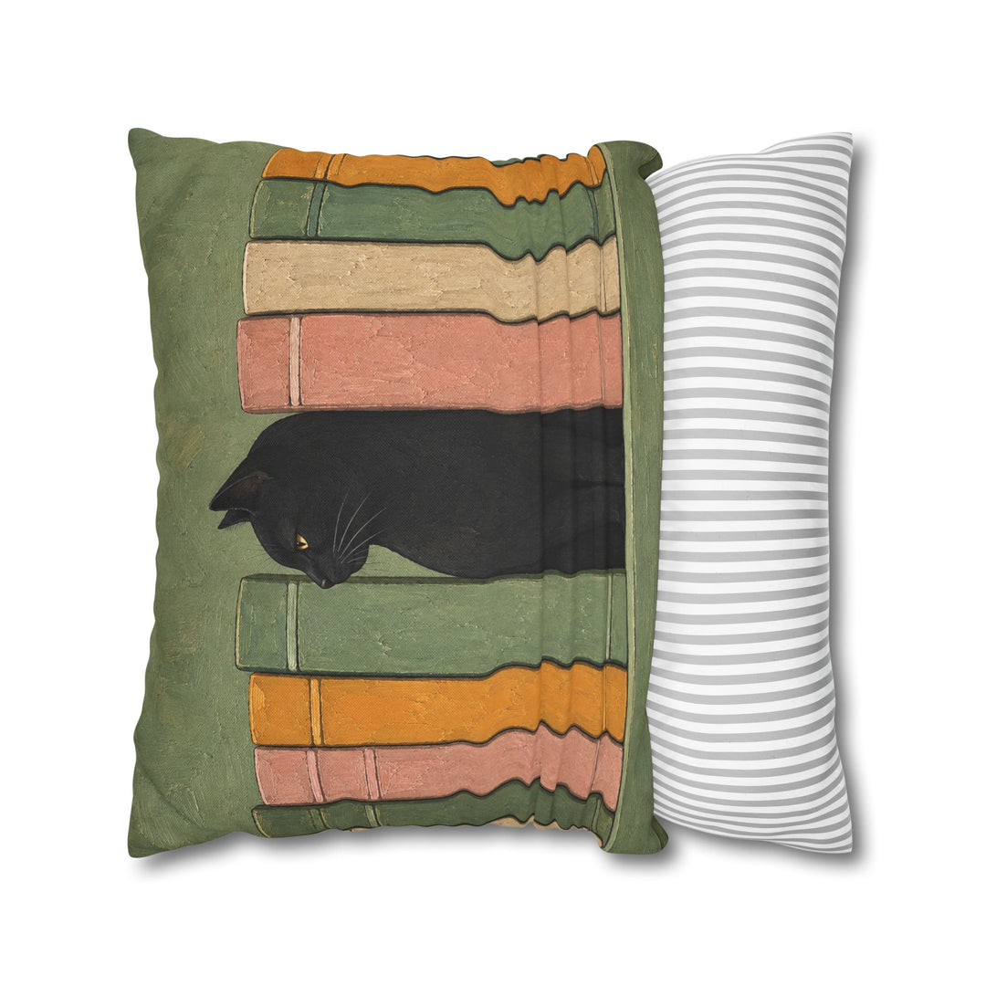 Bookshelf Tenant – Cat Painting with a Shelf Gap Where Tolstoy Lived – Pillow / Cover