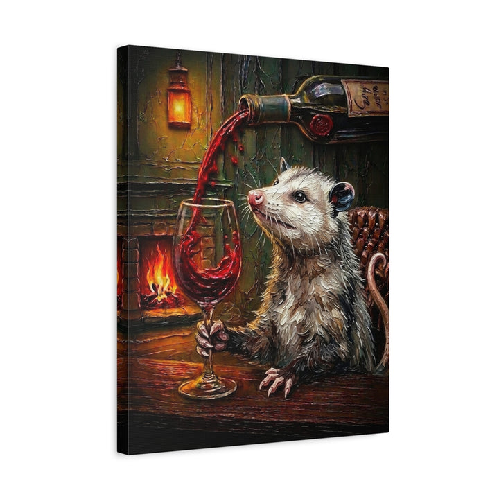 "Wine & Spirit" - Opossum Vertical Canvas - Spirit Animal Wall Art