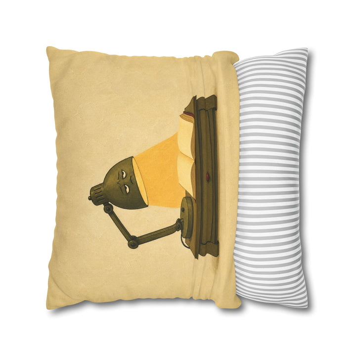 One More Chapter: The Lamp – Reading Lamp Art with a 2 AM Glow Over Pages – Pillow / Cover