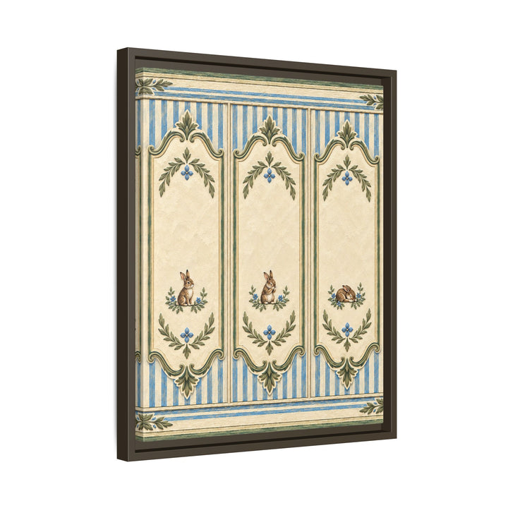 Grand Frame Minis – Bunny Nursery Decor with Three Tiny Painted Hares – Canvas / Framed Canvas
