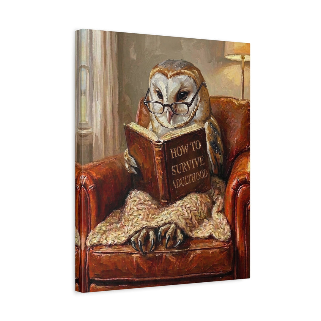 "Survive Adulthood" - Owl Vertical Canvas - Spirit Animal Wall Art