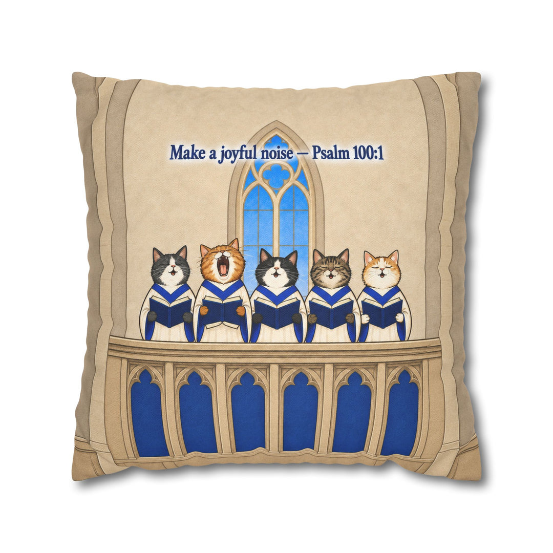 Joyful Noise – Scripture Wall Art with Five Cats in Choir Robes – Pillow / Cover