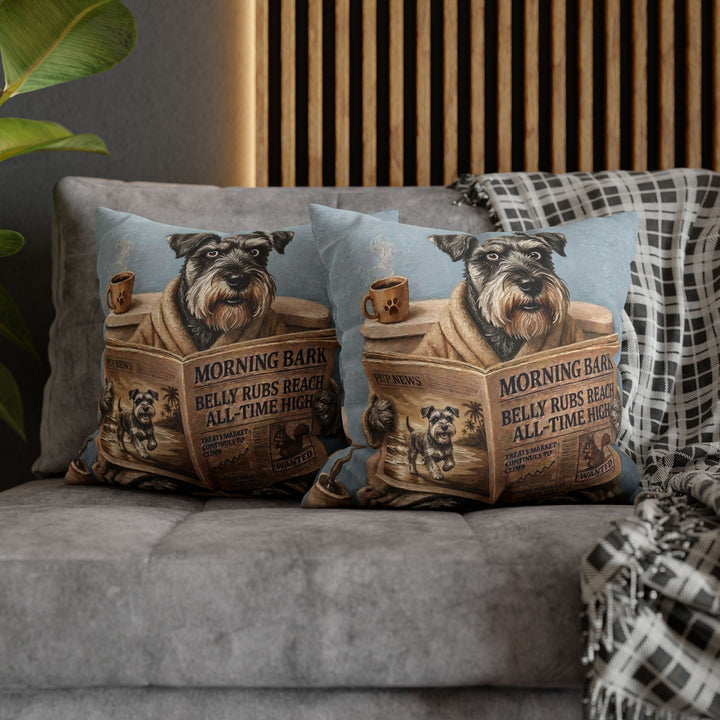 "Morning Business" - Schnauzer Pillow Cover - Dog Lover Home Decor