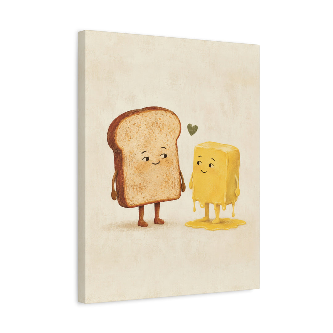 Toast & Butter: A Love Story – Funny Kitchen Art with a Breakfast Romance – Canvas / Framed Canvas