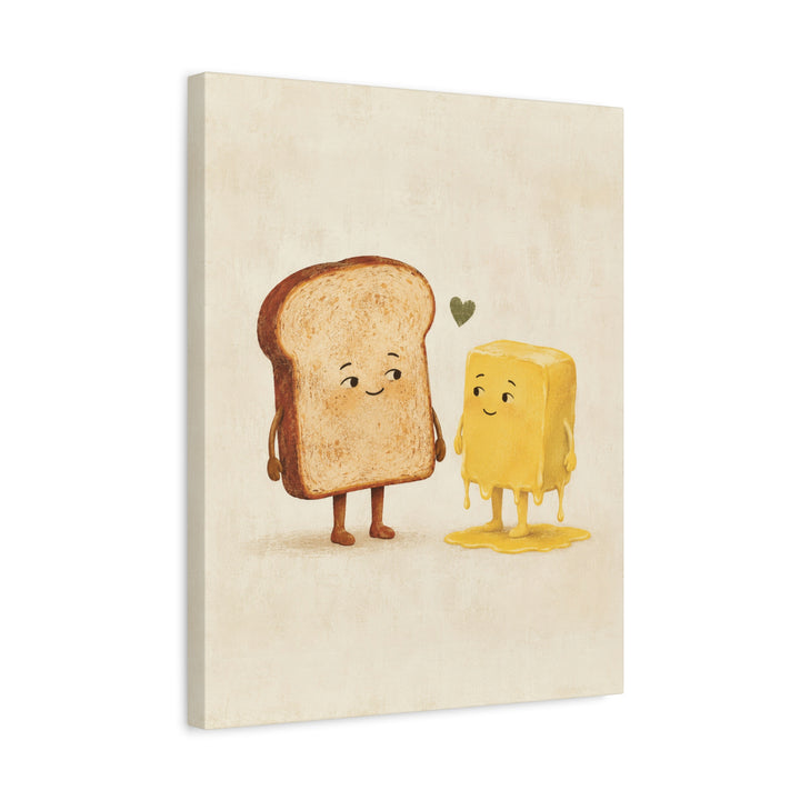 Toast & Butter: A Love Story – Funny Kitchen Art with a Breakfast Romance – Canvas / Framed Canvas