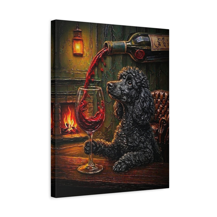 "Wine & Woof" - Poodle Vertical Canvas - Dog Lover Wall Art
