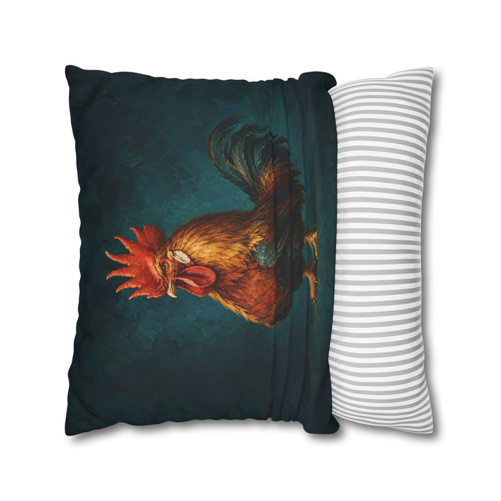 Portrait of the Rooster – Rooster Art with a Comb Like a Painted Crown – Pillow / Cover