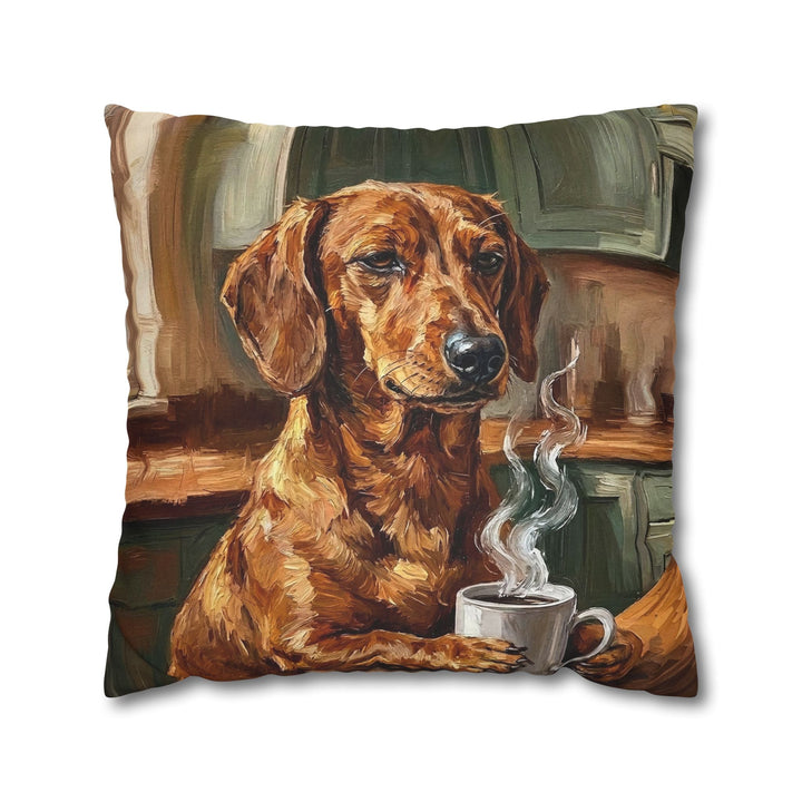 "Before Coffee" - Dachshund Throw Pillow - Dog Lover Home Decor