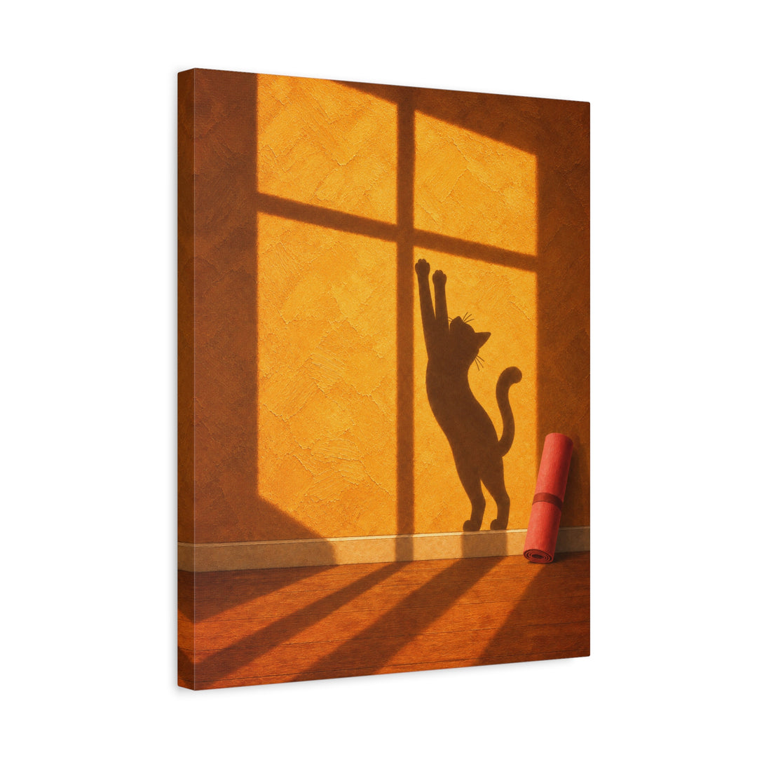 Morning Practice – Yoga Wall Art with an Amber Wall and Hard Shadows – Canvas / Framed Canvas