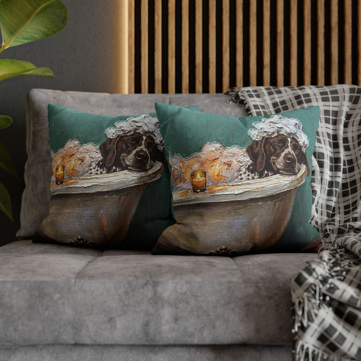 "Spa Day" - German Shorthaired Pointer Throw Pillow - Dog Lover Wall Art Home Decor