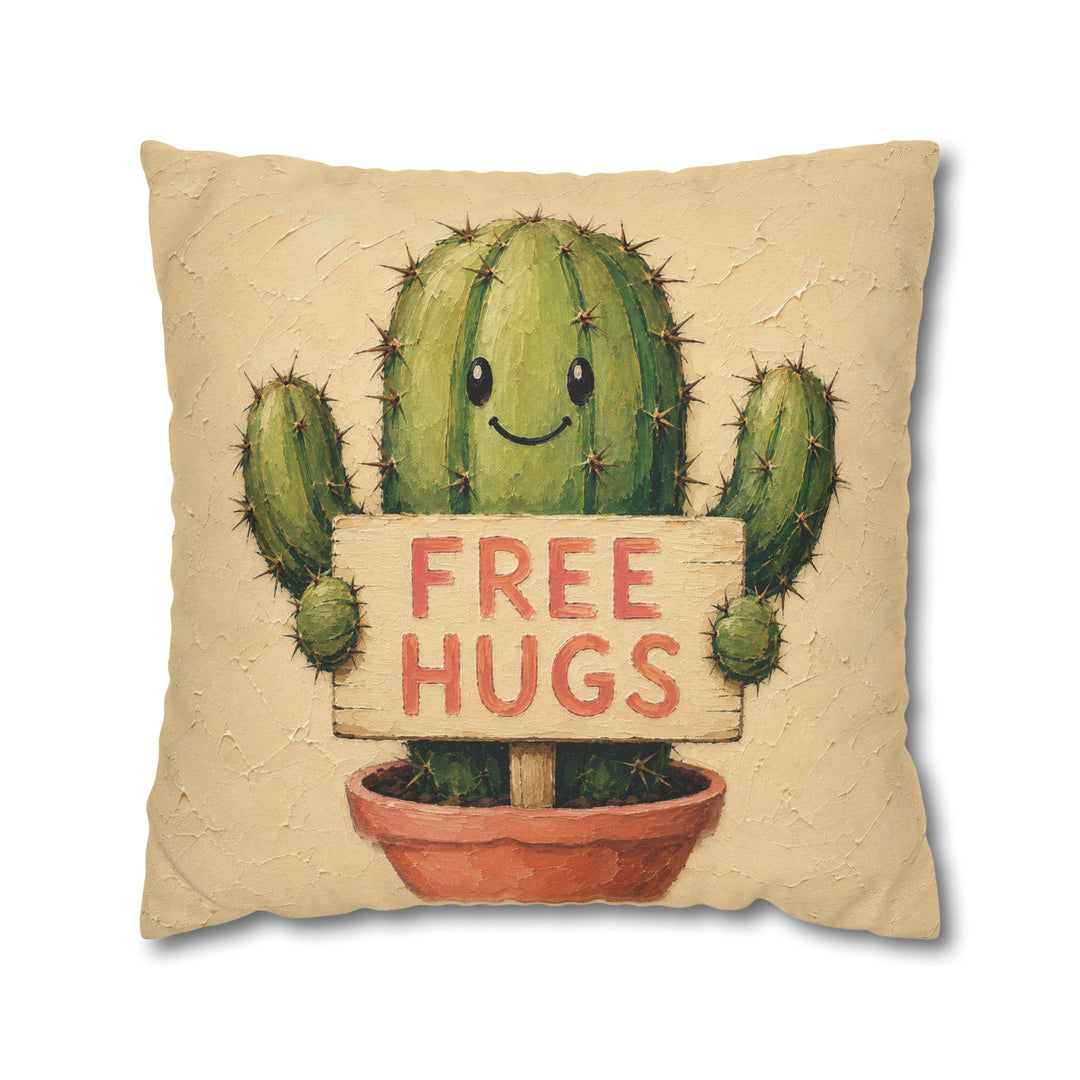 Cactus: Free Hugs – Funny Wall Art with a Cheerful Prickly Hug Offer – Pillow / Cover