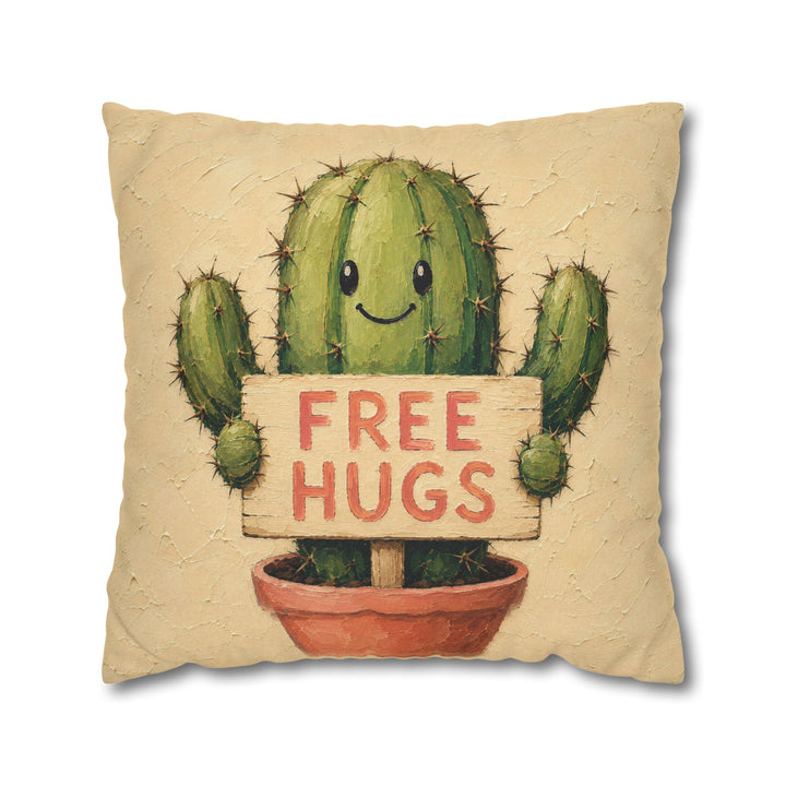 Cactus: Free Hugs – Funny Wall Art with a Cheerful Prickly Hug Offer – Pillow / Cover
